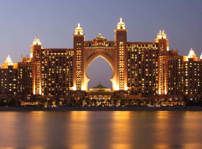 Wallpaper Atlantis, Dubai, Hotel, night, resort, sea, ocean, water, sky, travel, vacation, booking, Architecture 2772918949